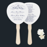 Elegant Navy Blue & White Wedding Program Template Hand Fan<br><div class="desc">Celebrate in style with these trendy wedding program hand fans. This design is easy to personalize with your special event wording and your guests will be thrilled when they receive these fabulous programs.</div>