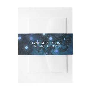 Elegant Navy Blue Winter Wedding Invitation Belly Band