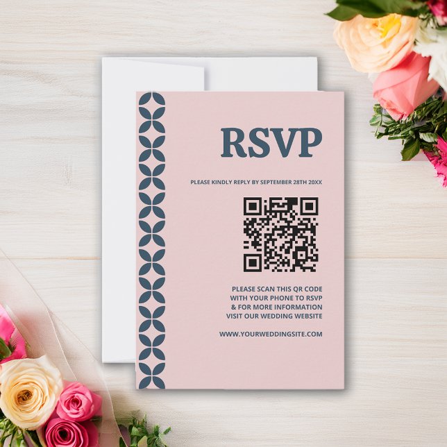 Elegant Navy & Blush Pink  RSVP Card (Creator Uploaded)