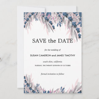 Elegant Navy Blush watercolor floral Save the Date
