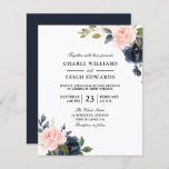 Elegant Navy Blush Wedding on a Budget Invitation<br><div class="desc">Elegant Navy Blush Wedding on a Budget Invitation

A cheaper alternative than a standard invitation.</div>