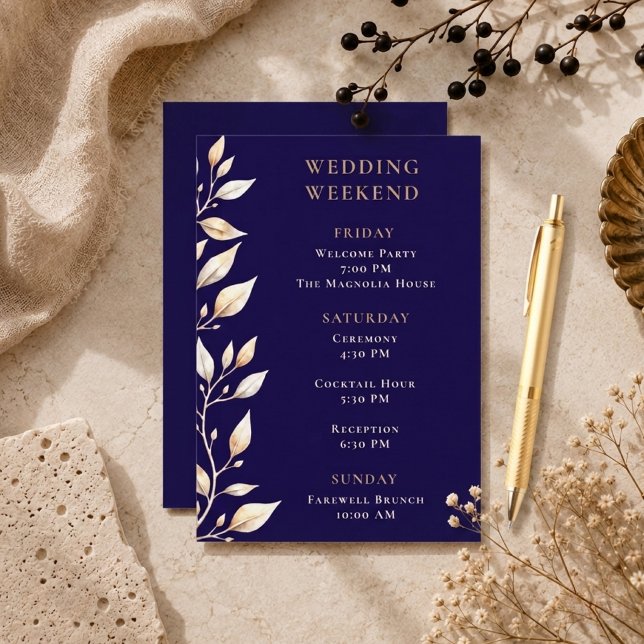 Elegant Navy Botanical Border Wedding Enclosure Card (Creator Uploaded)