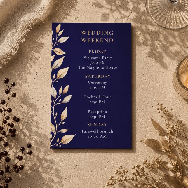 Elegant Navy Botanical Border Wedding Enclosure Card (Creator Uploaded)