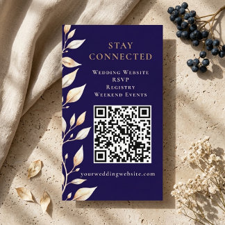 Elegant Navy Botanical Border Wedding Enclosure Card