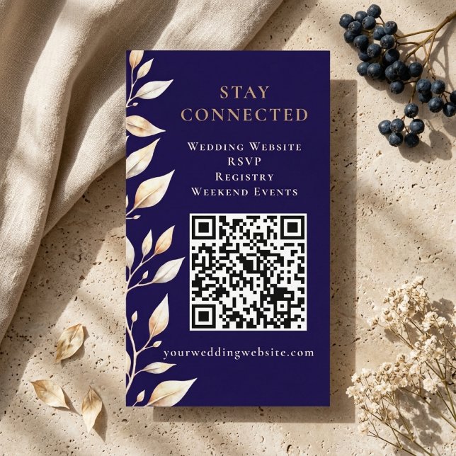 Elegant Navy Botanical Border Wedding Enclosure Card (Creator Uploaded)