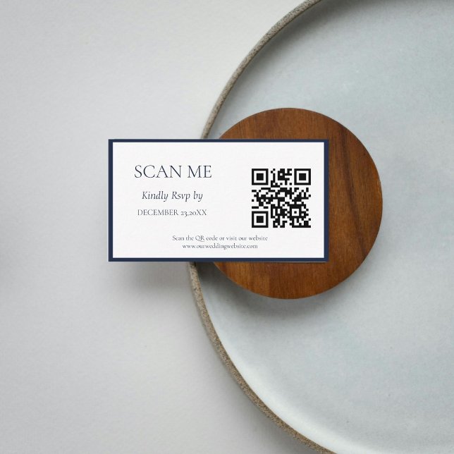 Elegant Navy botanical crest monogram wedding Enclosure Card (Creator Uploaded)