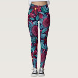 Elegant Navy Burgundy Christmas Floral Watercolor Leggings<br><div class="desc">This elegant and modern Christmas holiday pattern is perfect for the festive vibe. It features hand-painted berry burgundy, yellow, and teal green watercolor flowers, holly berries, and leaves on top of a navy blue background. It's chic, pretty, artistic, and unique; the perfect design for your family and friends. Stylize with...</div>