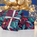 Elegant Navy Burgundy Christmas Floral Watercolor Wrapping Paper<br><div class="desc">This elegant and modern Christmas holiday pattern is perfect for the festive vibe. It features hand-painted berry burgundy, yellow, and teal green watercolor flowers, holly berries, and leaves on top of a navy blue background. It's chic, pretty, artistic, and unique; the perfect design for your family and friends. Stylize with...</div>