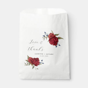 Elegant Navy Burgundy Floral Wedding Favour Bag