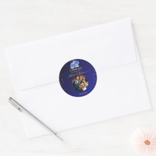 Elegant Navy & Burnt Orange Photo Thank you Classic Round Sticker