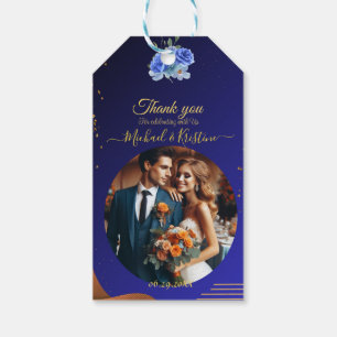 Elegant Navy & Burnt Orange   Photo Thank you Gift Tags
