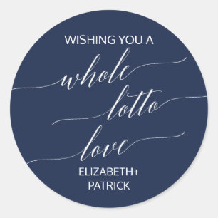 Elegant Navy Calligraphy Lottery Ticket Favour Classic Round Sticker