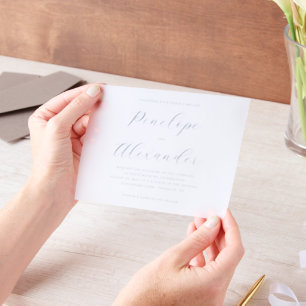 Elegant Navy Calligraphy Wedding Invitation