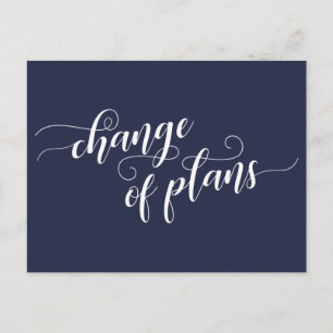 Elegant Navy Change of Plans Postponed Wedding Postcard