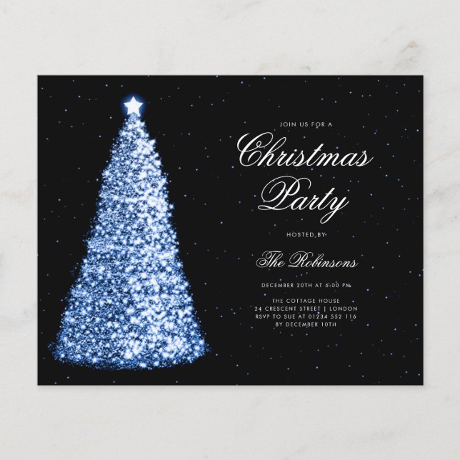 Elegant Navy Christmas Tree Invite Program Menu (Front)
