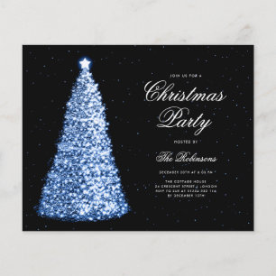 Elegant Navy Christmas Tree Invite Program Menu