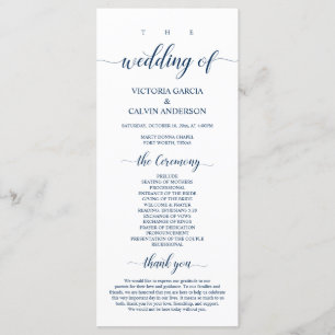 Elegant Navy Classy Script, Wedding Ceremony Program