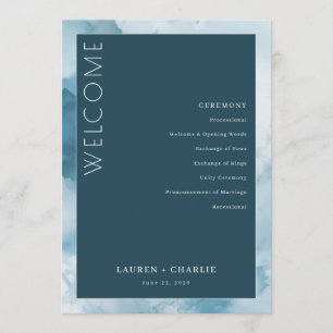 Elegant Navy Cloud Ceremony Program