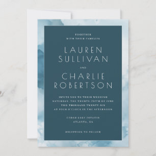 Elegant Navy Cloud Wedding Invitation