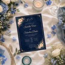 Elegant Navy Corner Floral Wedding