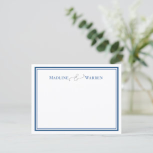 Elegant Navy Couple Names Personalized Notecard