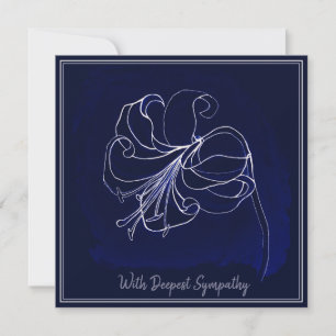 Elegant Navy Dark Blue &  White Lily Sympathy Card
