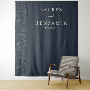 Elegant Navy Dotted Line Tapestry