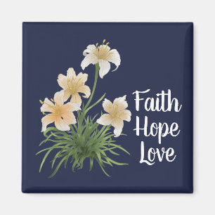 Elegant Navy Faith Hope Love Lily Flowers Easter Magnet