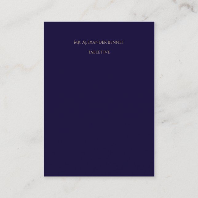 Elegant Navy Flat Place Card (Front)
