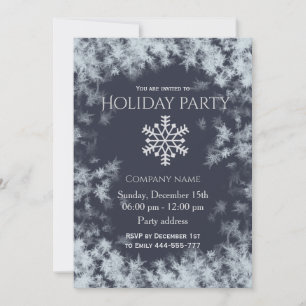 Elegant navy frost holiday party corporate invitation