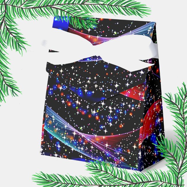 Elegant Navy Glittery Stars, Blue, Red Pink Xmas Favor Box (Creator Uploaded)