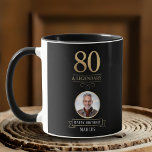Elegant Navy & Gold 80th & Legendary Birthday Mug<br><div class="desc">Elegant Navy & Gold 80th & Legendary Birthday Mug. Celebrate a truly legendary milestone with this elegant 80th birthday party mug. Featuring a sophisticated navy background, bold gold-effect text, and a customizable photo and name, this design is perfect for honouring a loved one on their special day. The timeless layout...</div>