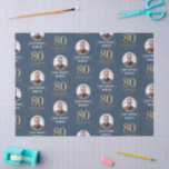 Elegant Navy & Gold 80th & Legendary Birthday Tissue Paper<br><div class="desc">Elegant Navy & Gold 80th & Legendary Birthday Tissue Paper. Celebrate a truly legendary milestone with this elegant 80th birthday paper. Featuring a sophisticated navy background, bold gold-effect text, and a customizable photo and name, this design is perfect for honouring a loved one on their special day. The timeless layout...</div>