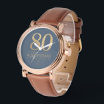 Elegant Navy & Gold 80th & Legendary Birthday Watch<br><div class="desc">Elegant Navy & Gold 80th & Legendary Birthday watch. Celebrate a truly legendary milestone with these elegant 80th birthday watch. Featuring a sophisticated navy background, this design is perfect for honouring a loved one on their special day. The timeless layout and faux metallic finish give it a premium look while...</div>