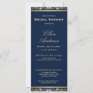 Elegant Navy, Gold, Bridal Shower Invitation