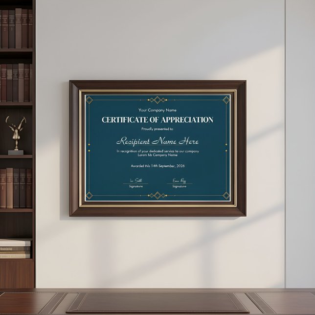 Elegant Navy Gold Certificate of Appreciation Desi (Creator Uploaded)