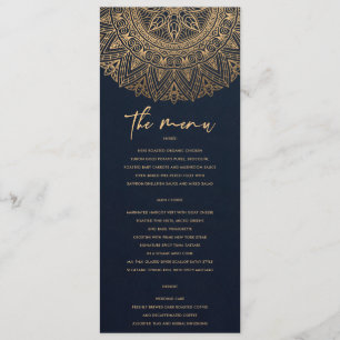 ELEGANT NAVY GOLD CLASSIC ORNATE MANDALA WEDDING MENU