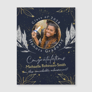 Elegant Navy Gold Congratulation Graduation Magnet