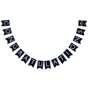 Elegant Navy Gold Congratulations Graduation Party Bunting Flags
