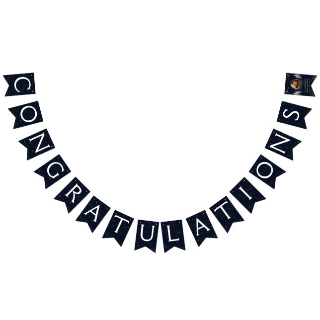 Elegant Navy Gold Congratulations Graduation Party Bunting Flags (All)