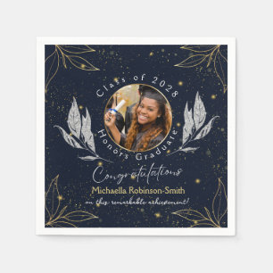 Elegant Navy Gold Congratulations Graduation Party Napkin