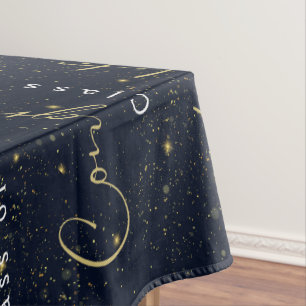 Elegant Navy Gold Congratulations Graduation Party Tablecloth