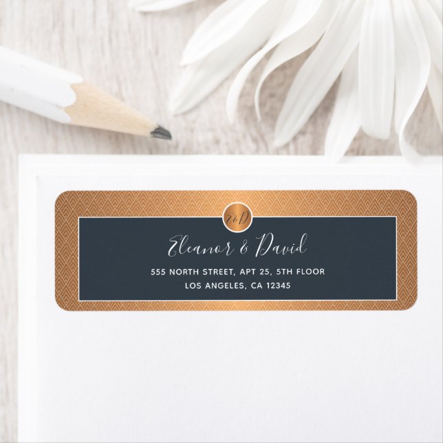 Elegant navy gold couple monogram wedding (Insitu)