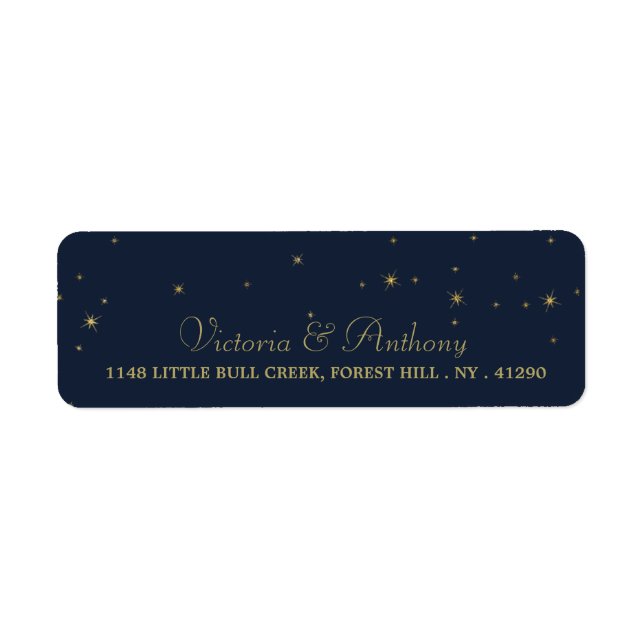 Elegant Navy & Gold Falling Stars Wedding (Front)