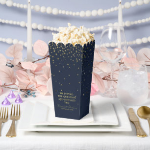 Elegant Navy & Gold Falling Stars Wedding Favor Box