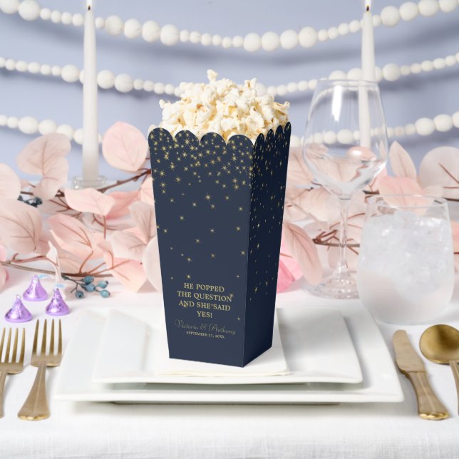 Elegant Navy & Gold Falling Stars Wedding Favor Box (Wedding)