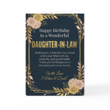 Elegant Navy Gold Floral Daughter in Law Birthday