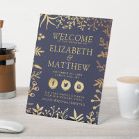 Elegant Navy & Gold Floral Wedding Welcome