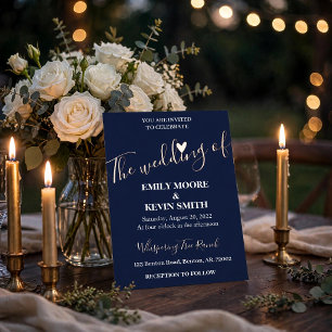Elegant navy gold foil white letters