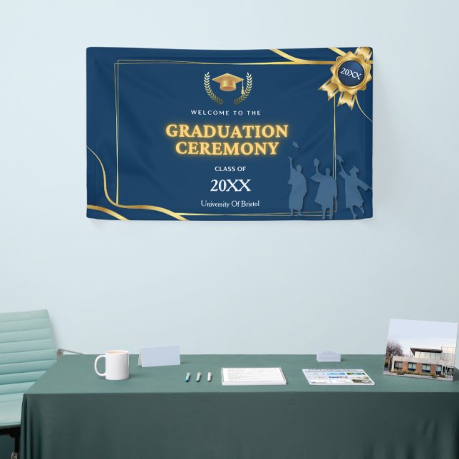 Elegant Navy & Gold Graduation Ceremony Banner (Tradeshow)